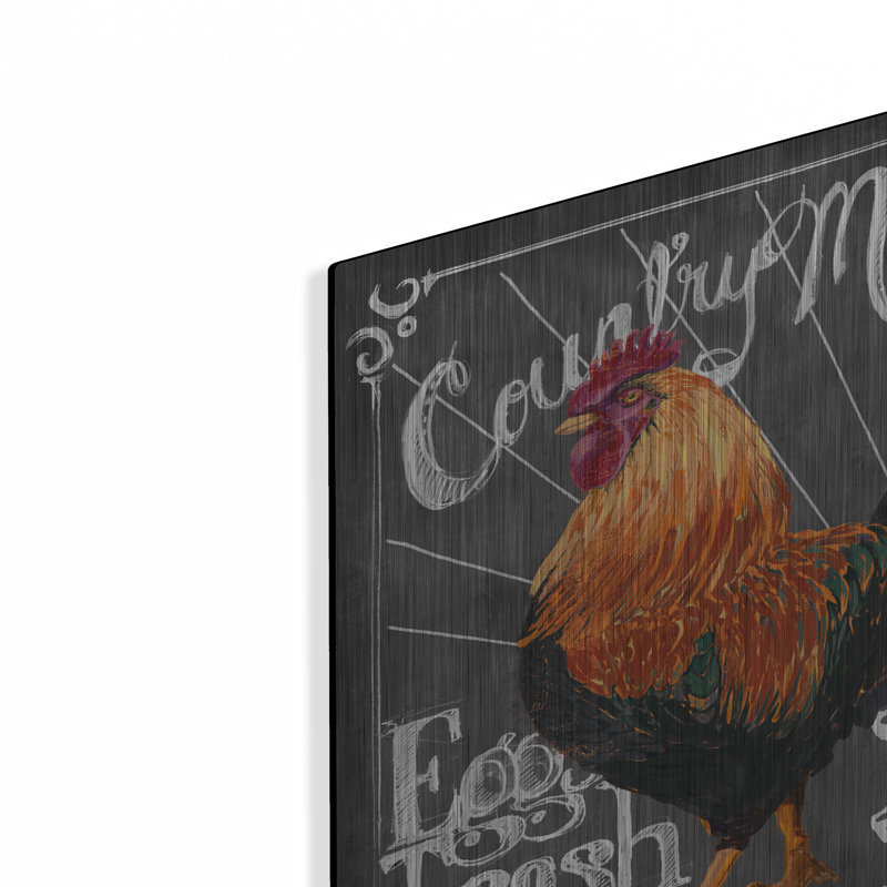 August Grove® «Rooster On Chalkboard 1» par Art Licensing Studio, art mural en métal, H 12 po x l 12 po