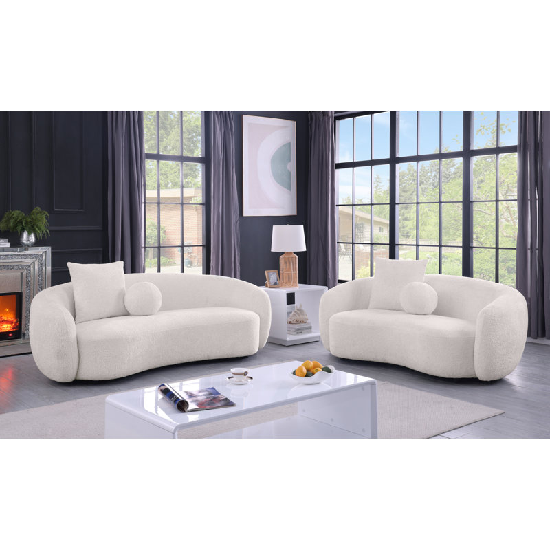 Ensemble de canapé et causeuse en tissu Angelamae, Beige
