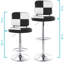 Tabouret de bar réglable en cuir Fux de 2 pièces Latitude Run® noir et blanc avec base chromée