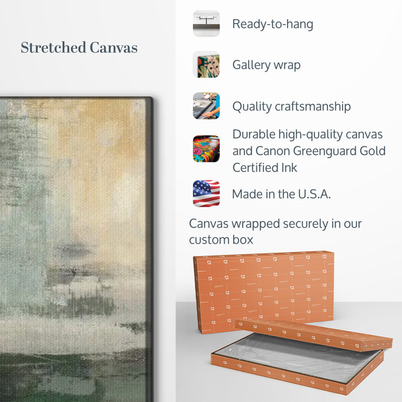 Abstract Green and Gray Elephant Canvas Wall Art Set