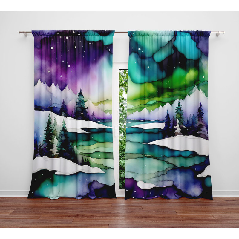 Paire de rideaux semi-transparents en polyester Earnice, L 40 po x L 52 po