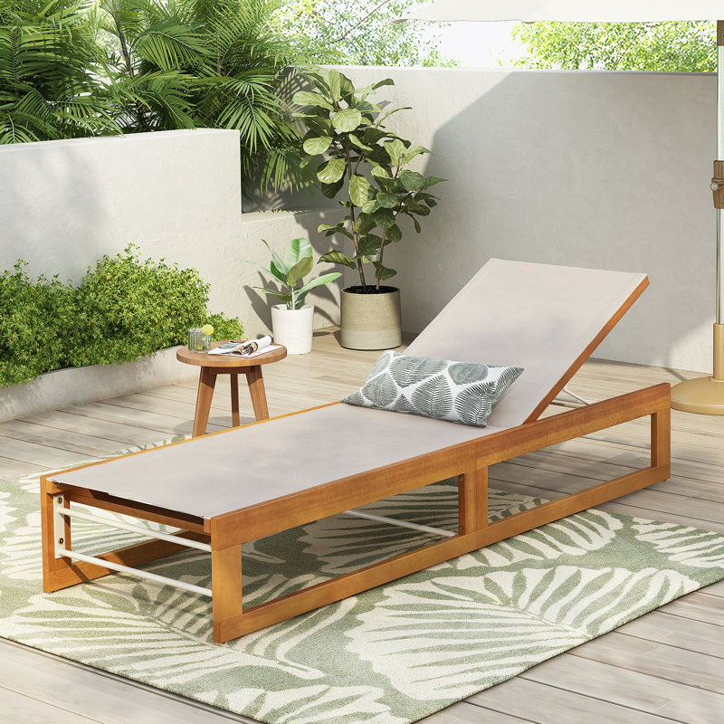Chaise longue d'extérieur simple, Beige, 1