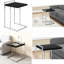Table de bout moderne en forme de C avec base en métal robuste pour le salon et la chambre à coucher, table d'appoint légère avec poignée de transport pratique