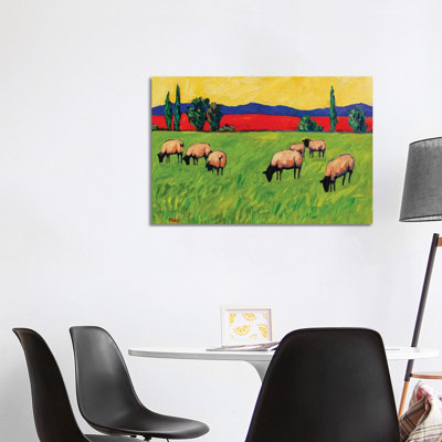«Grazing Sheep» par Patty Baker - peinture sur toile tendue