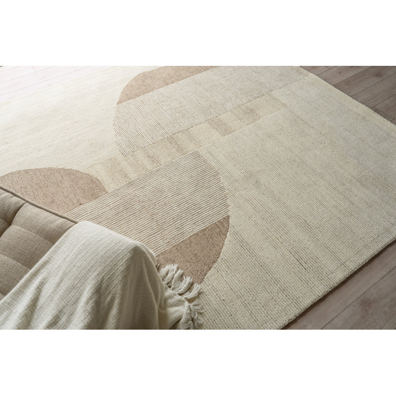 Mikura Hand Tufted New Zealand Wool Taupe/Light Brown/Ivory Area Rug, 10'X14'
