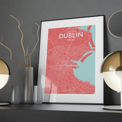 Dublin City Map In Maritime - No Frame Print