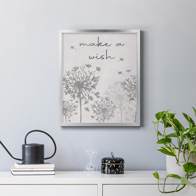 «Make A Wish», toile encadrée de qualité supérieure - prête à être accrochée, Argent, H 24 po x l 20 po