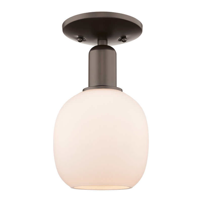 Arcadia - Belfast - 1 Light 6" Semi-Flush Mount - Oil Rubbed Bronze Finish - Matte White Shade, Oil Rubbed Bronze