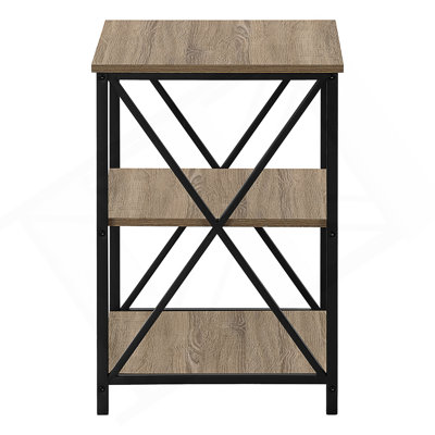 Modern 3-Tier Accent Table With Black Marble-Look Finish And X-Shaped Metal Base For Living Room Or Bedroom