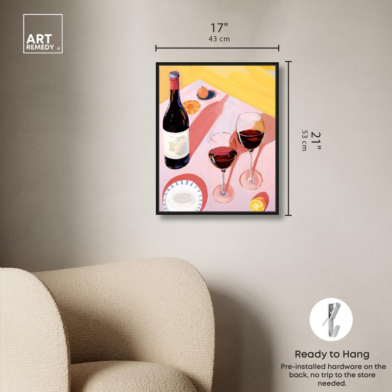 Table Summer Wine par Art Remedy, Noir, H 21 po x l 17 po, Cadre flottant