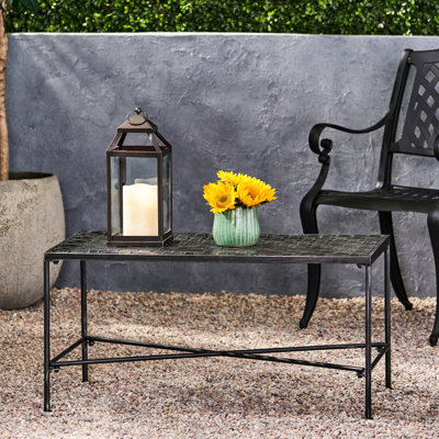 Table de patio en fer noir brossé noir pour l'extérieur, H 18 po x P 20,75 po, l 36,47 po, ajoute du charme à l'espace avec l'apparence, l 36,47 po H 18 po, améliore l'attrait visuel