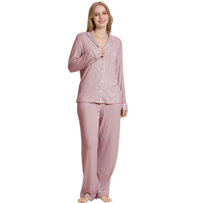  Ensemble de pyjama pour femme avec peignoir en bambou à manches longues et vêtements de nuit très doux et confortable