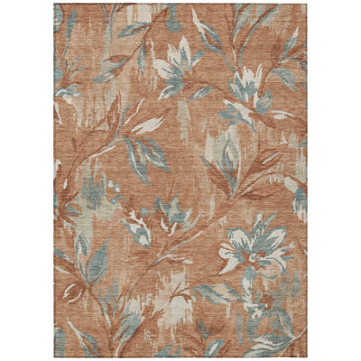 Machine Washable Indoor/Outdoor Chantille ACN2951 Floral Rug