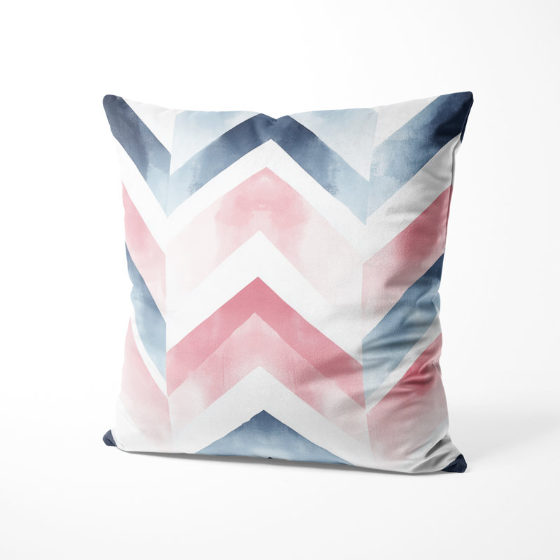 Coussin contemporain à motif de chevrons Boho, H 16 po x l 16 po