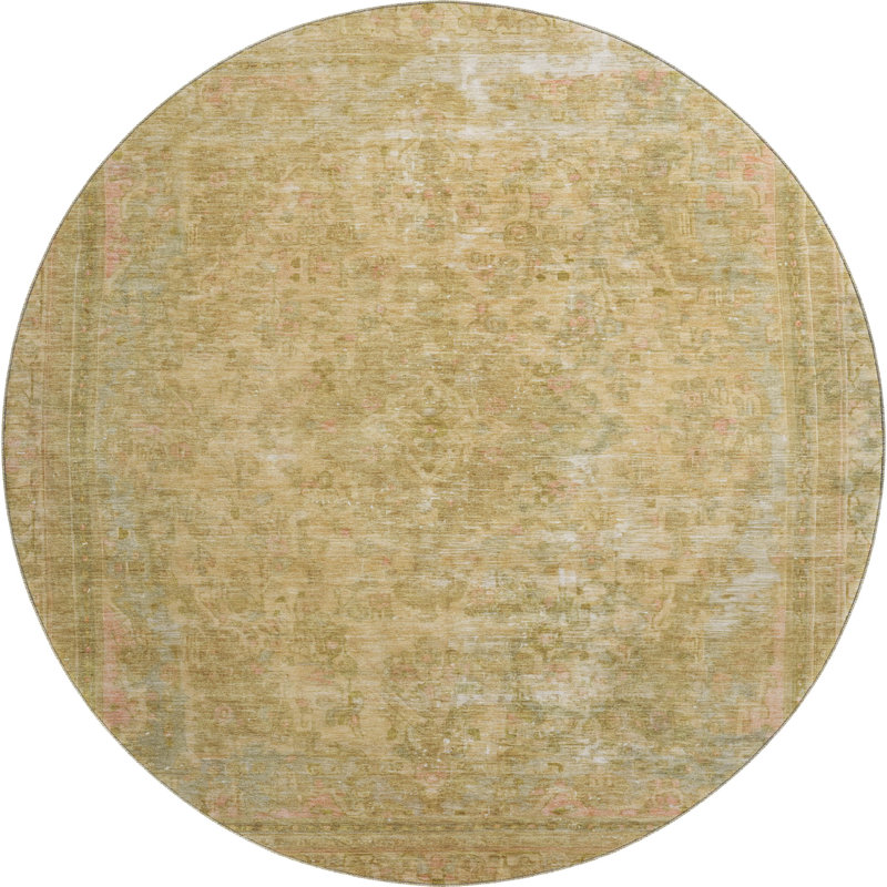 Premium Machine Washable Lampkins AMF1646 Global Rug, Round 8'