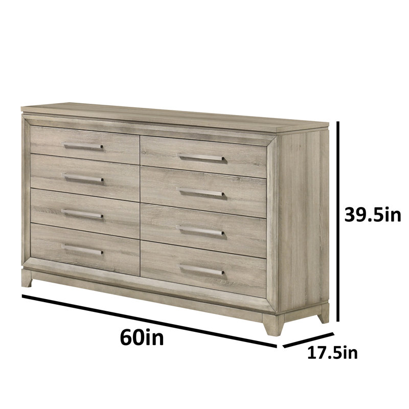 Commode 8 tiroirs en bois vieilli Greige