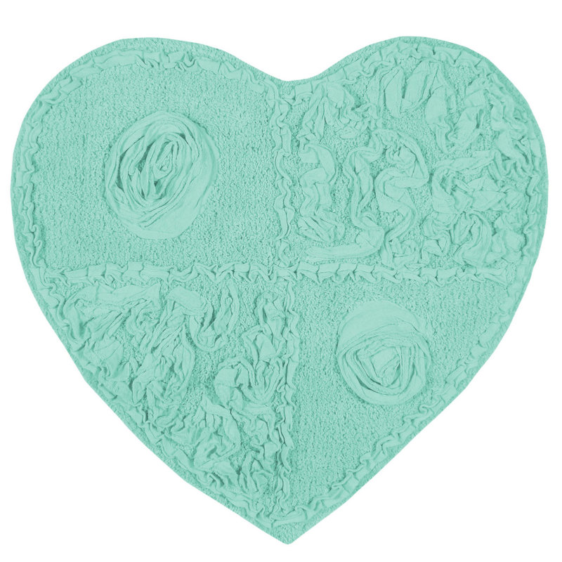 Schoenberger Heart Shape Bath Rug 25"x25", Turquoise
