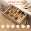 Organisateur de tiroir à ustensiles, plateau de cuisine pour ustensiles de cuisine, tiroir à couverts réglable en bambou, diviseur de rangement pour outils et gadgets, 4 compartiments, naturel