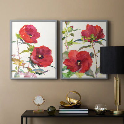 Impression encadrée Hibiscus Glow I-Premium - prête à être accrochée - aucun clou requis - aucun clou requis