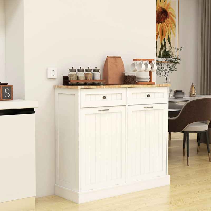 Armoire à ordures inclinable à deux tiroirs et deux compartiments