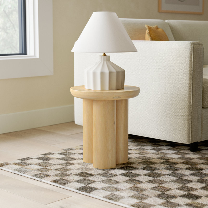 Modern Neutral Wooden Living Room End Table, Side Table 18", Natural