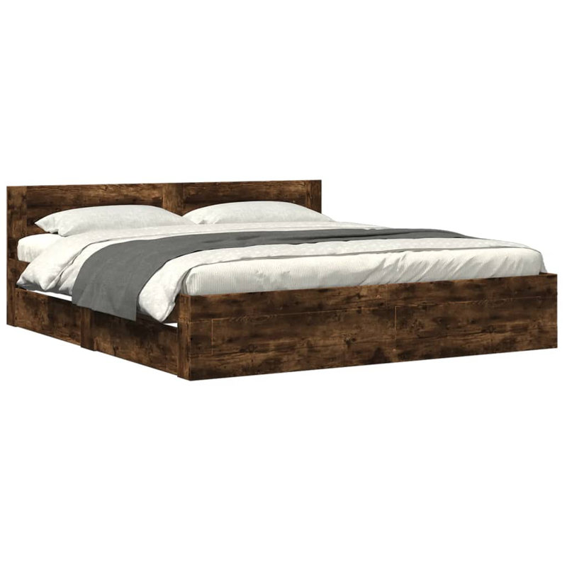 Storage Bed, Super King (6'), Smoked Oak