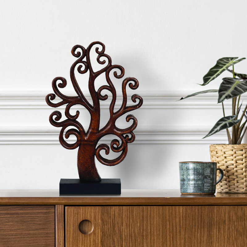 Sculpture en bois faite à la main Arbre de vie - Décoration d'art et cadeau de Noël pour la maison