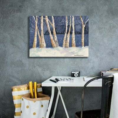 Millwood Pines 'Birch, Snowy Night' by Annelein Beukenkamp Canvas Wall Art, 26" x 18"