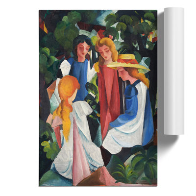Four Girls by August Macke - No Frame Painting