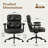 Faux Leather Button Tufted Task Chair, Office Swivel Chair with Padded Armrests-1861830095