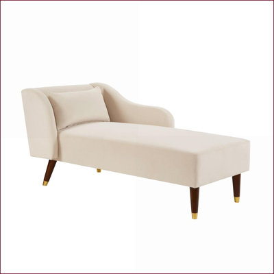 Chaise longue pour le salon, revêtue de velours moderne | Beige | Velours