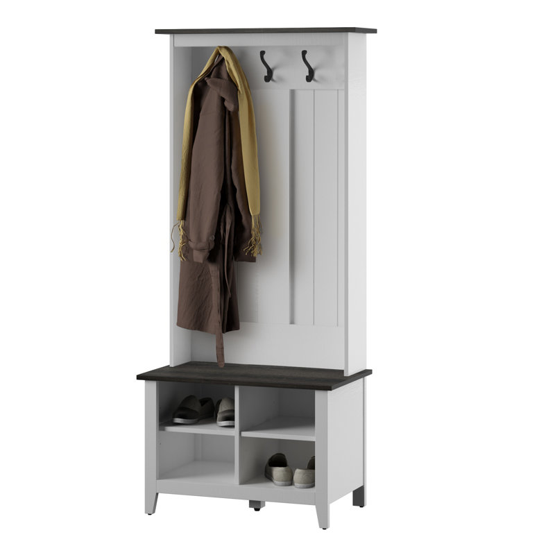 Cleobury 30 " Wide Hall Tree with Shoe Storage and Shelves, White