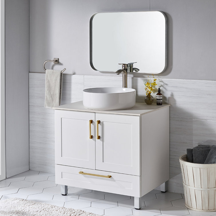 Fany 30 White Modern Free-standing Vessel Single Bathroom Vanity Set