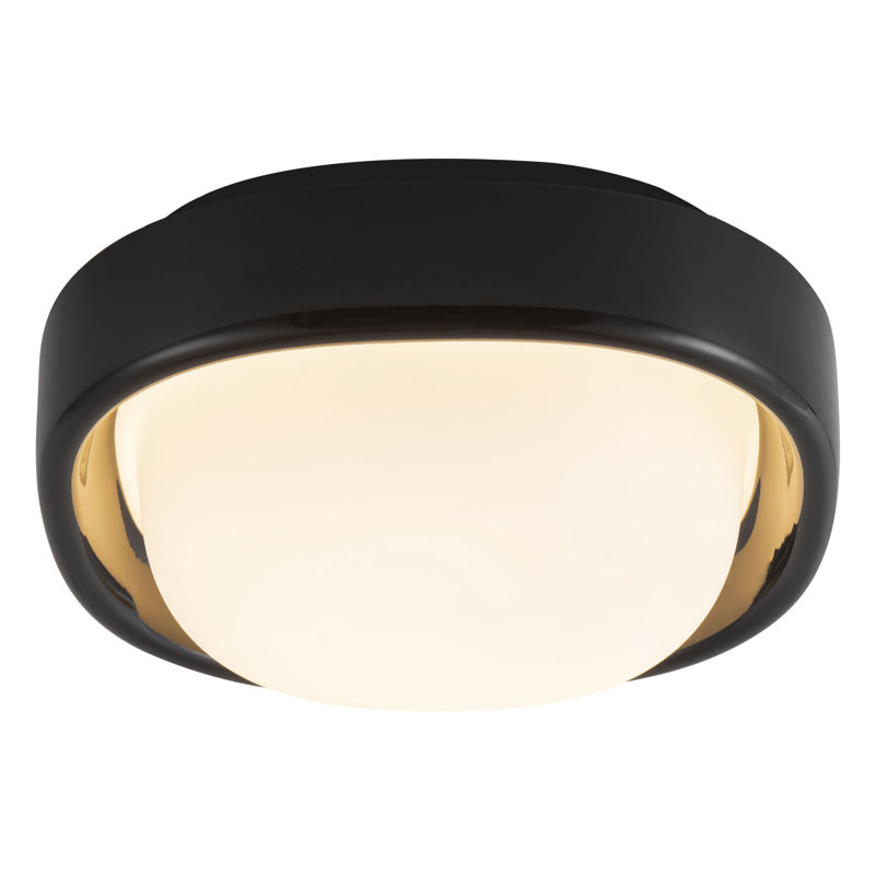 Pebble 8-in Silver dimmable LED Flush Mount, Matte Black