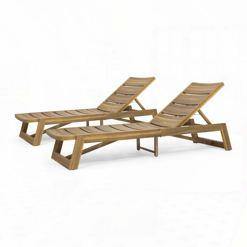 Patio Wood Chaise Lounge, Yellow Brown