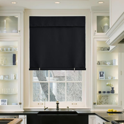 NICETOWN Door Curtains for Kitchen, Short Blackout Curtains , Self Adhesive Portable Window Cover for Front French Door, Adjustable Shade for Glass, 1 PC