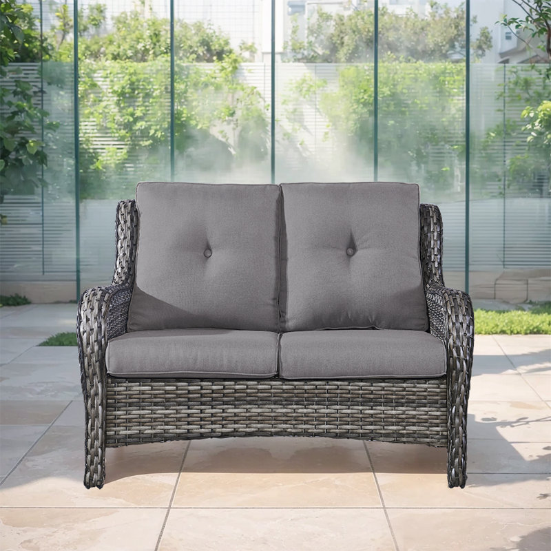 Bonia 51.18'' Wide Straight Loveseat with Cushions, Gray, Gray