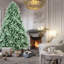 Arbre de Noël 7 pi teinté bleu, 2518 branches, installation sans effort avec structure à charnières, support en métal fiable, embouts d'arbre décoratifs de 84 po, système rapide, support robuste