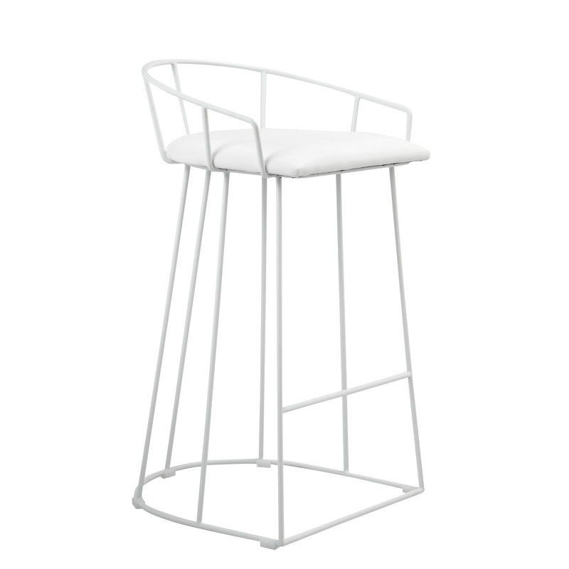 Tabouret de bar et de comptoir Arikka, Tabouret de comptoir (assise à une hauteur de 26,, Similicuir blanc
