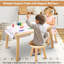 Ensemble de table sensorielle et de chaise pour enfants avec 3 bacs de rangement et 1 rouleau de papier - Table d'activité en bois massif avec 2 tabourets pour jouer, étudier et créer