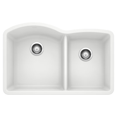 Évier de cuisine à double cuve en granite Diamond L 36 po x l 21 po avec crépine Diamond Silgranit