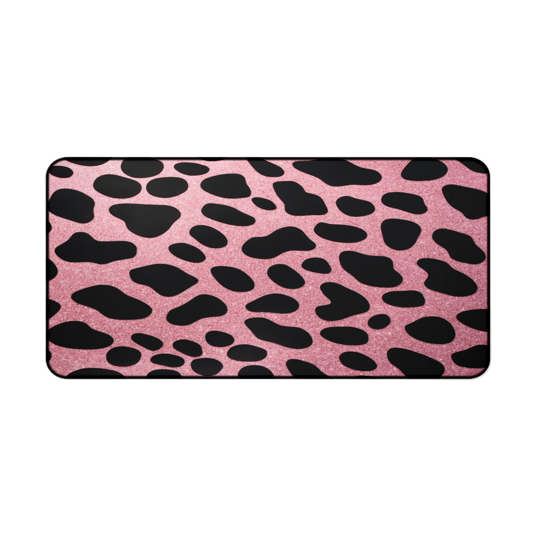 Glitter Pink Cow Print Desk Mat