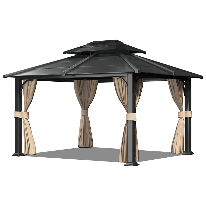 14 Ft. W x 12 Ft. D Hardtop Gazebo, Double layered Roof Gazebo