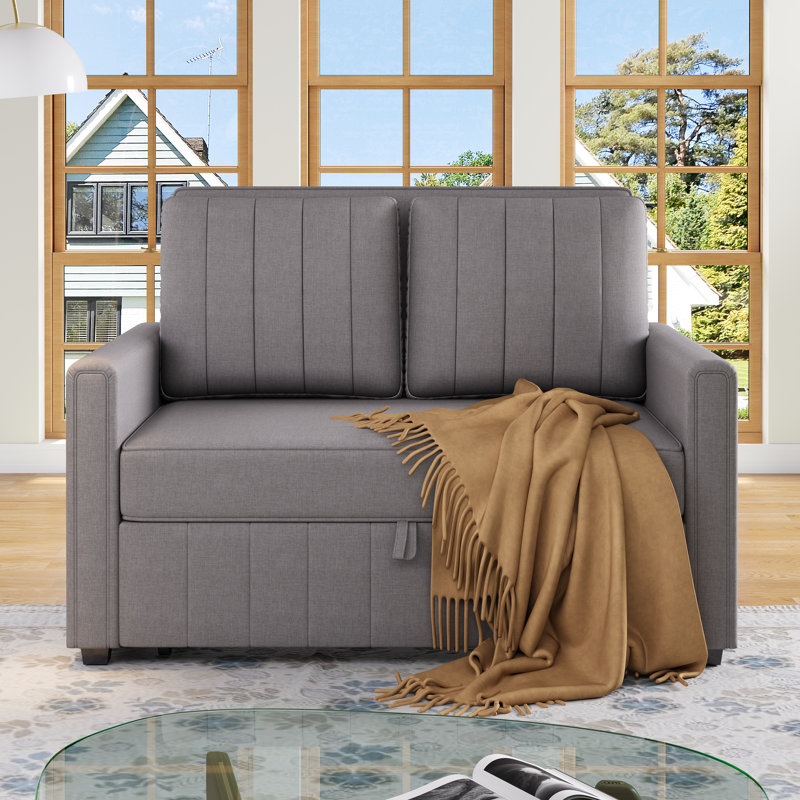 2 Seater Linen Sofa Bed, Grey