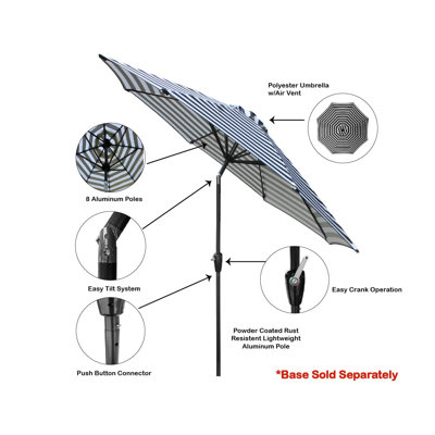 Clingensmith 108 " W Octagonal Beach Umbrella with Crank Lift