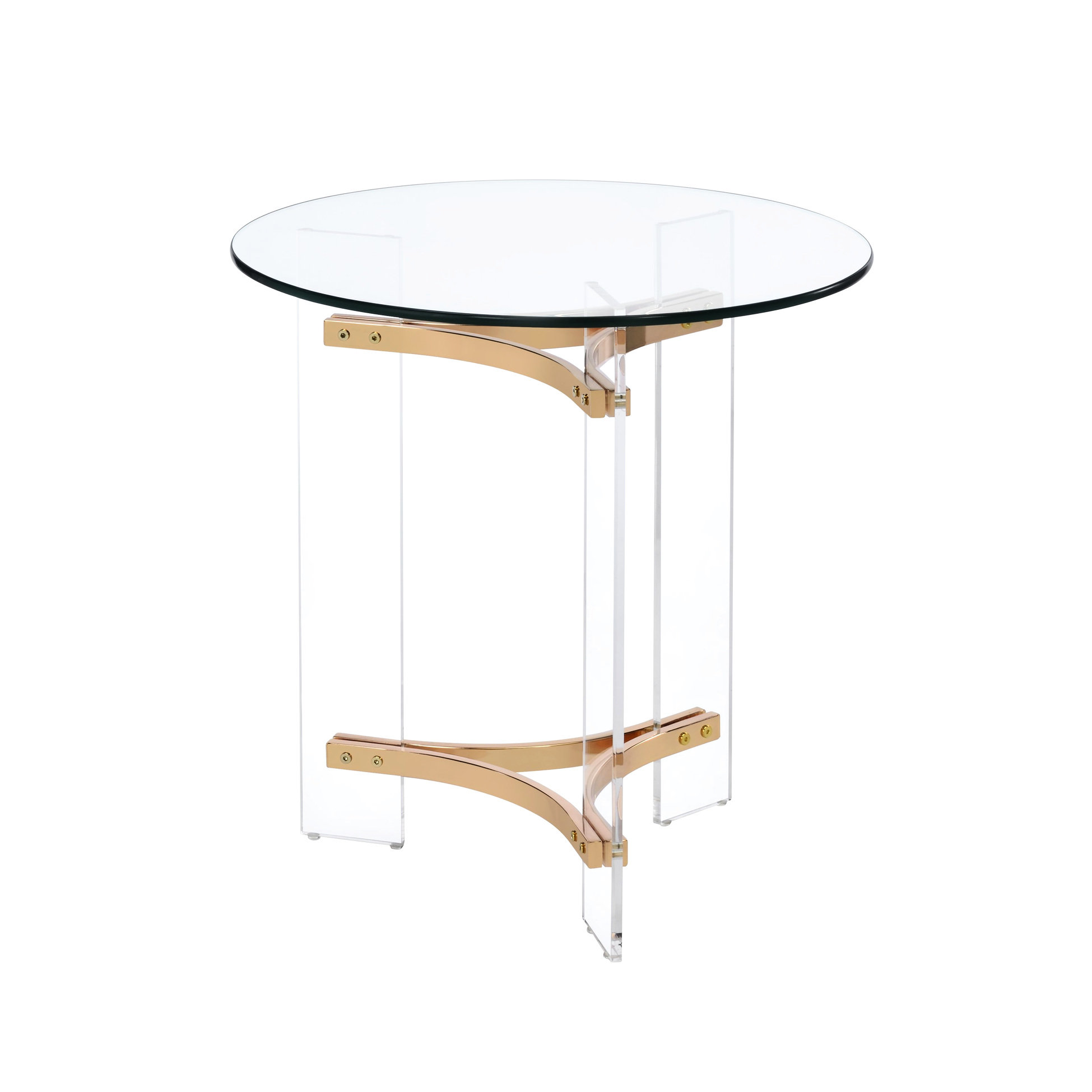 Mercer41 Gorgeous Gold End Table With 8.97 Lb Weight And Tempered Glass ...