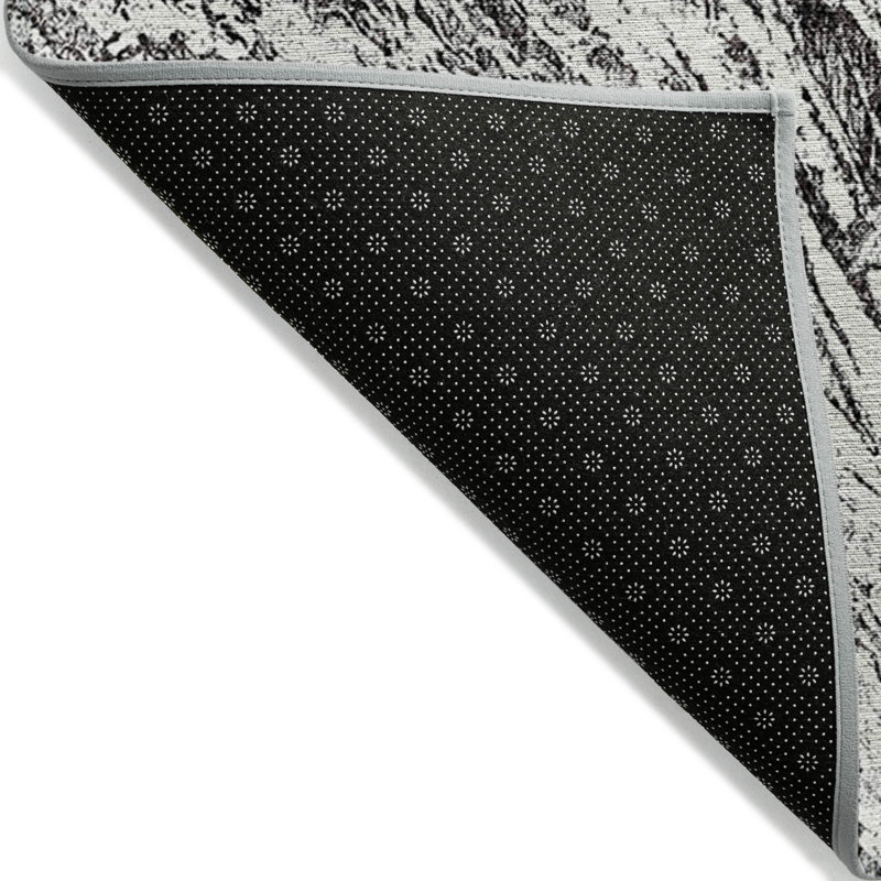 Tapis intérieur lavable abstrait 3 pi x 5 pi noir