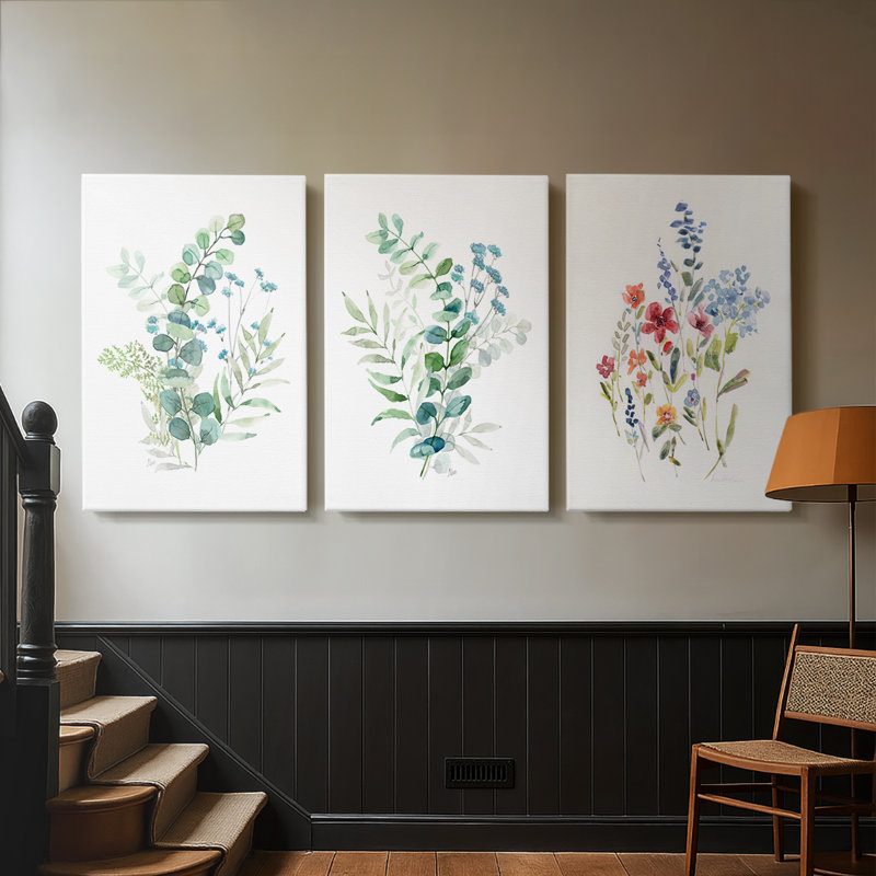«Blue Mist Eucalyptus I», toile tendue sur mesure - 3 pièces, H 60 po x l 120 po
