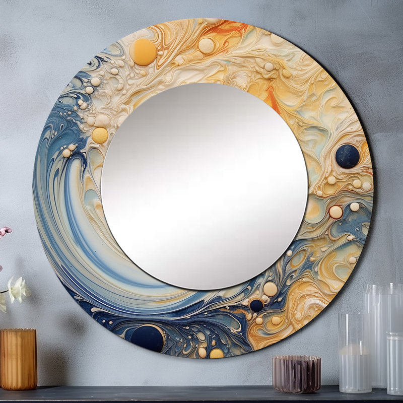 Crème astrologie nébuleuse marbre II - formes abstraites miroir, 36 po x 36 po
