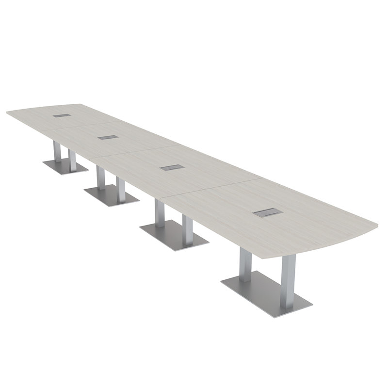 Table de conférence Pavert Arc Unité électrique, Argent, Sel Lakeland, H 30 po x l 240 po x P 48 po